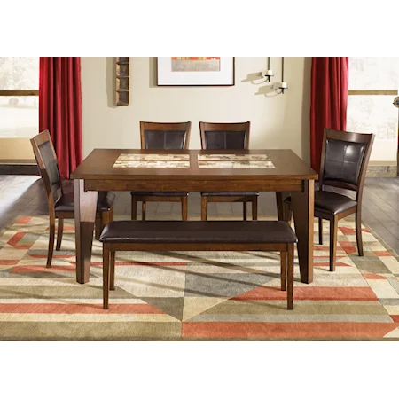 6 Piece Rectangular Dining Table Set with Wood Veneers